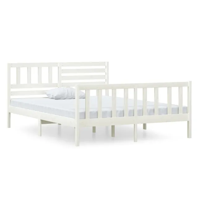 Cadre de lit sans matelas blanc bois massif