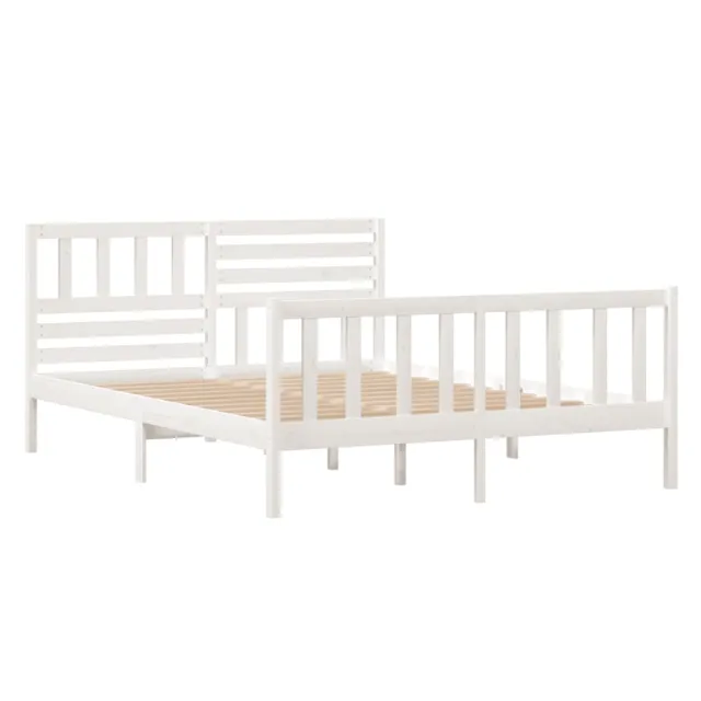Cadre de lit sans matelas blanc bois massif
