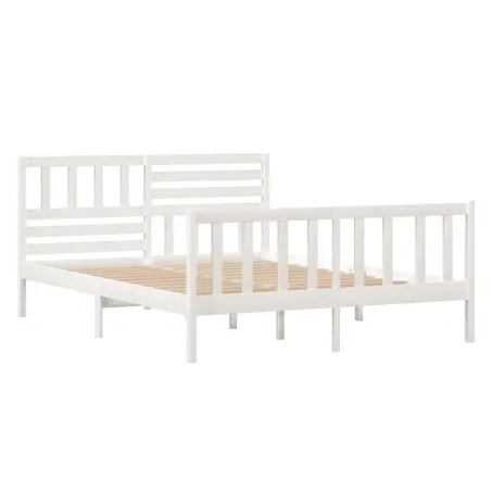 Cadre de lit sans matelas blanc bois massif