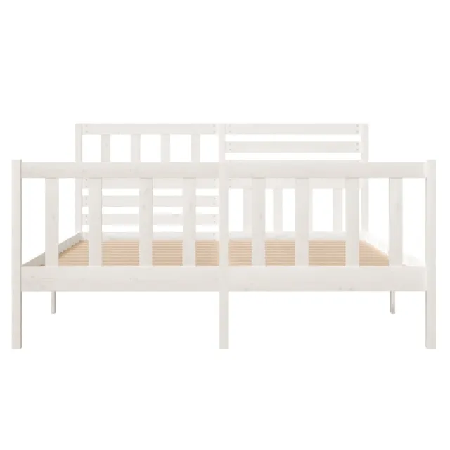 Cadre de lit sans matelas blanc bois massif