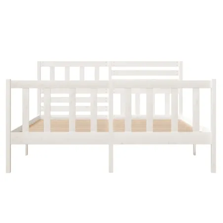 Cadre de lit sans matelas blanc bois massif