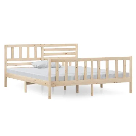 Cadre de lit sans matelas bois massif 140x190 cm 2