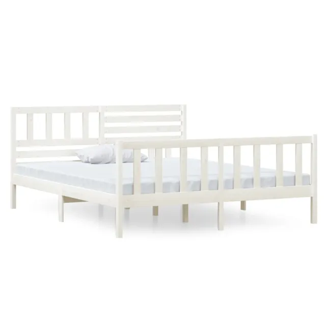 Cadre de lit sans matelas blanc bois massif 140x190 cm