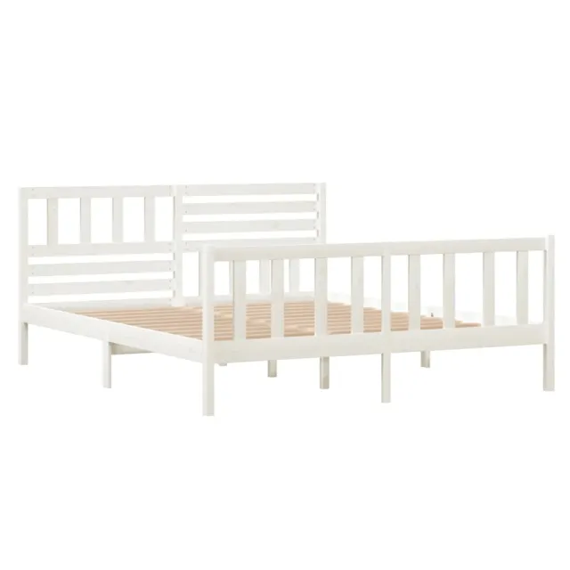 Cadre de lit sans matelas blanc bois massif 140x190 cm