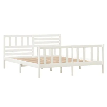 Cadre de lit sans matelas blanc bois massif 140x190 cm