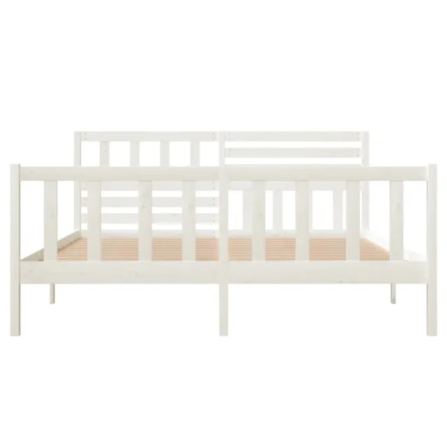 Cadre de lit sans matelas blanc bois massif 140x190 cm