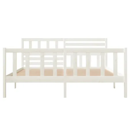 Cadre de lit sans matelas blanc bois massif 140x190 cm