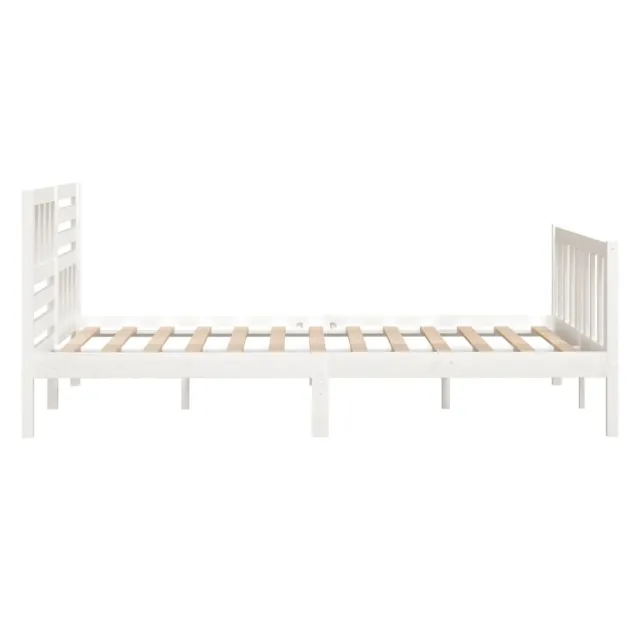 Cadre de lit sans matelas blanc bois massif 140x190 cm