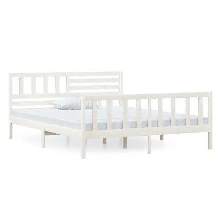 Cadre de lit sans matelas blanc bois massif 120x200 cm 2