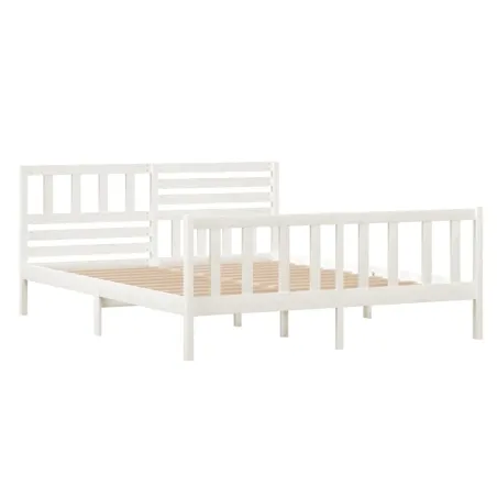 Cadre de lit sans matelas blanc bois massif 120x200 cm