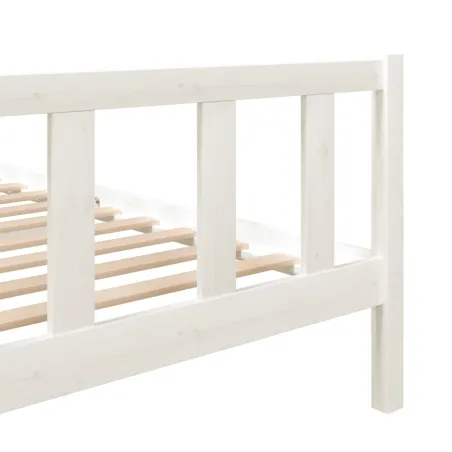 Cadre de lit sans matelas blanc bois massif 120x200 cm