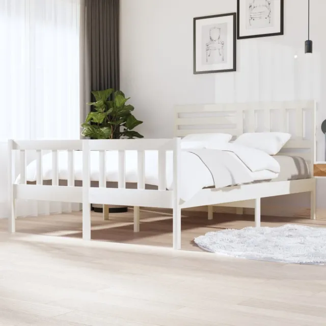 Cadre de lit sans matelas blanc bois massif 140x200 cm