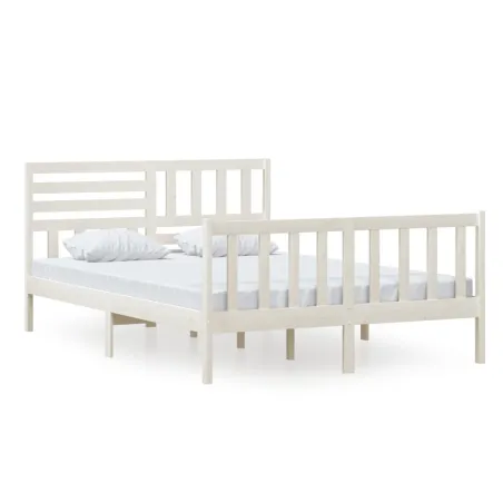 Cadre de lit sans matelas blanc bois massif 140x200 cm