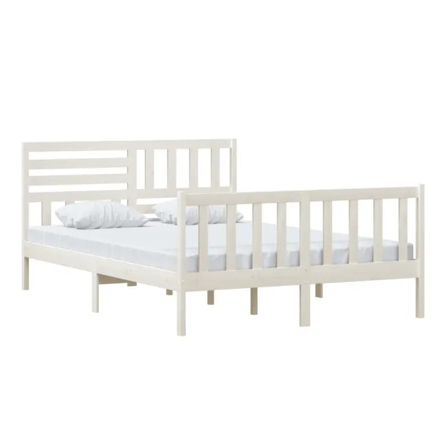Cadre de lit sans matelas blanc bois massif 140x200 cm
