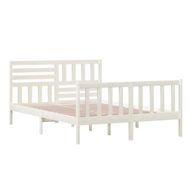 Cadre de lit sans matelas blanc bois massif 140x200 cm