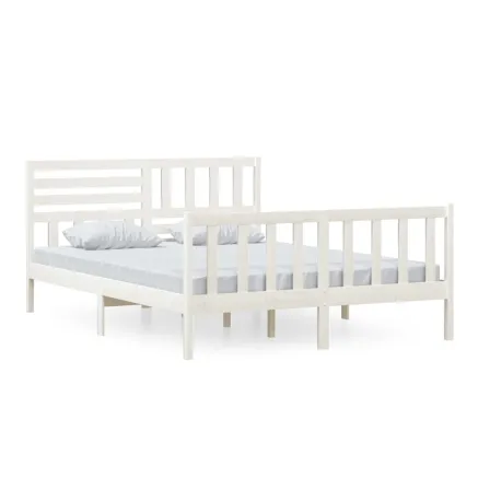 Cadre de lit sans matelas blanc bois de pin massif 2