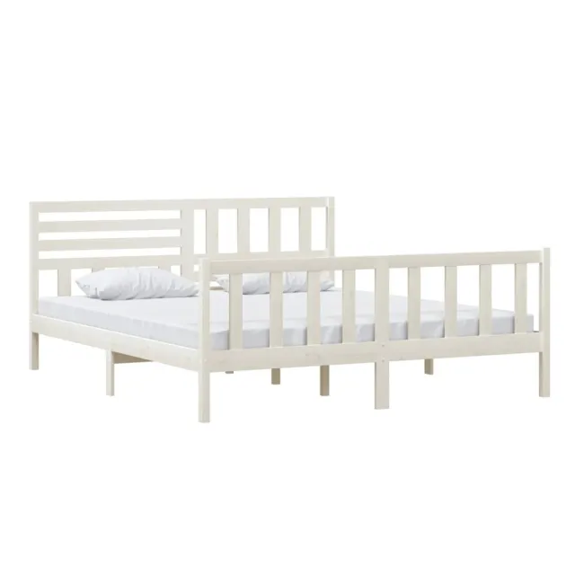 Cadre de lit sans matelas blanc bois massif