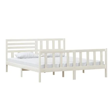 Cadre de lit sans matelas blanc bois massif