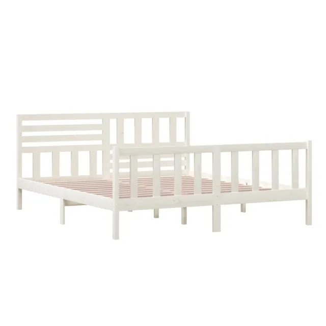 Cadre de lit sans matelas blanc bois massif