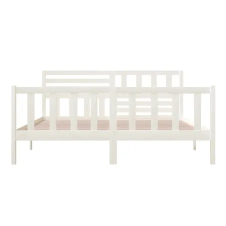 Cadre de lit sans matelas blanc bois massif