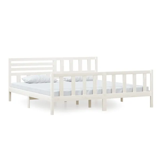 Cadre de lit sans matelas blanc bois massif 200x200 cm