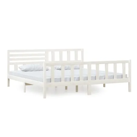 Cadre de lit sans matelas blanc bois massif 200x200 cm