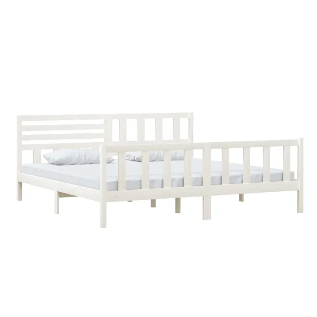 Cadre de lit sans matelas blanc bois massif 200x200 cm