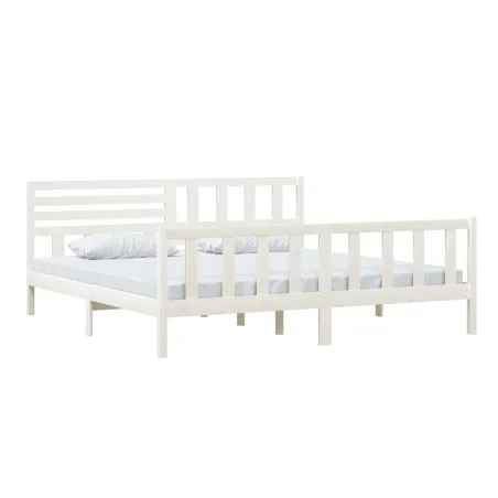Cadre de lit sans matelas blanc bois massif 200x200 cm
