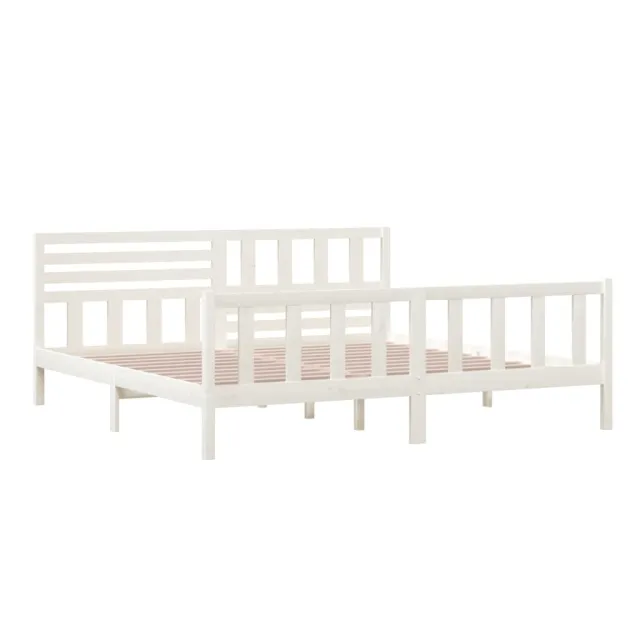 Cadre de lit sans matelas blanc bois massif 200x200 cm