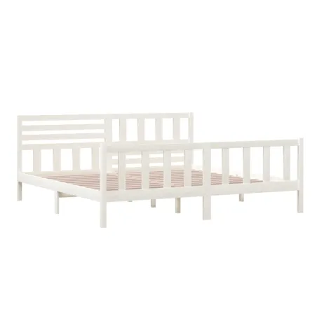 Cadre de lit sans matelas blanc bois massif 200x200 cm