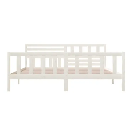 Cadre de lit sans matelas blanc bois massif 200x200 cm