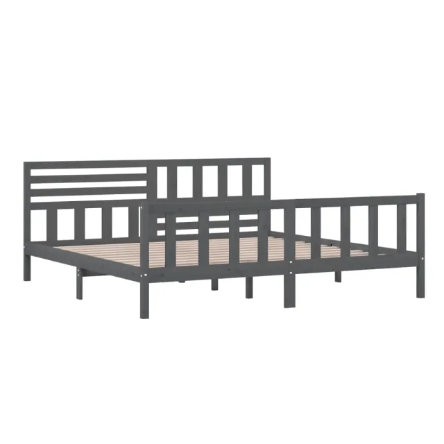Cadre de lit sans matelas gris bois massif 200x200 cm