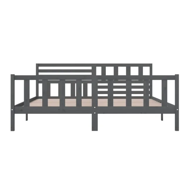 Cadre de lit sans matelas gris bois massif 200x200 cm