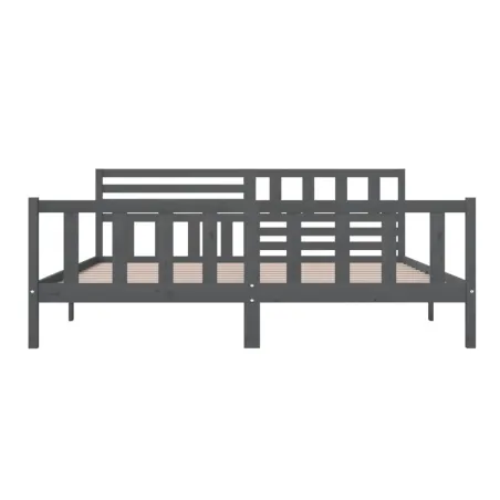 Cadre de lit sans matelas gris bois massif 200x200 cm