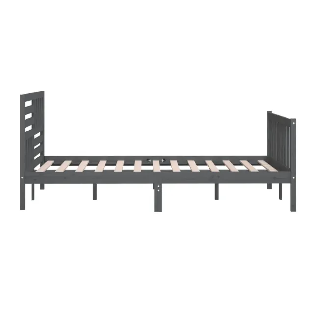 Cadre de lit sans matelas gris bois massif 200x200 cm