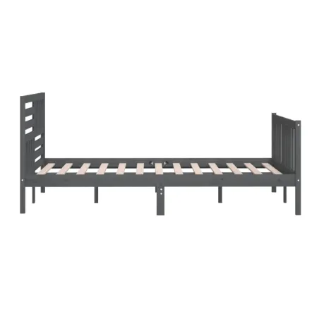 Cadre de lit sans matelas gris bois massif 200x200 cm