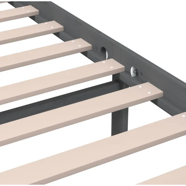 Cadre de lit sans matelas gris bois massif 200x200 cm