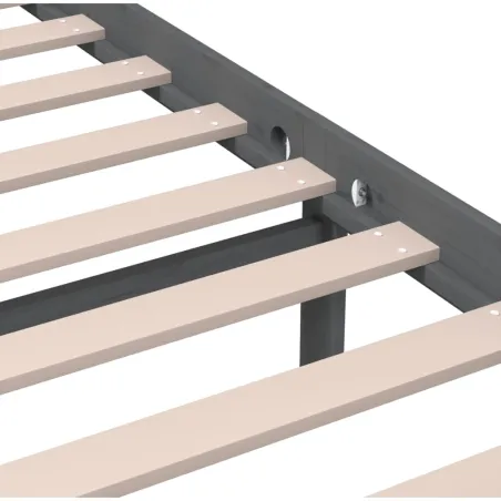 Cadre de lit sans matelas gris bois massif 200x200 cm