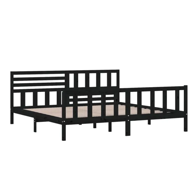 Cadre de lit sans matelas noir bois massif 200x200 cm