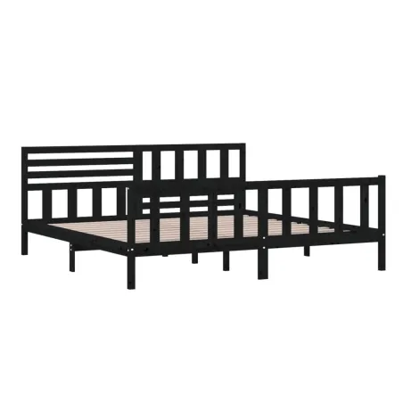 Cadre de lit sans matelas noir bois massif 200x200 cm