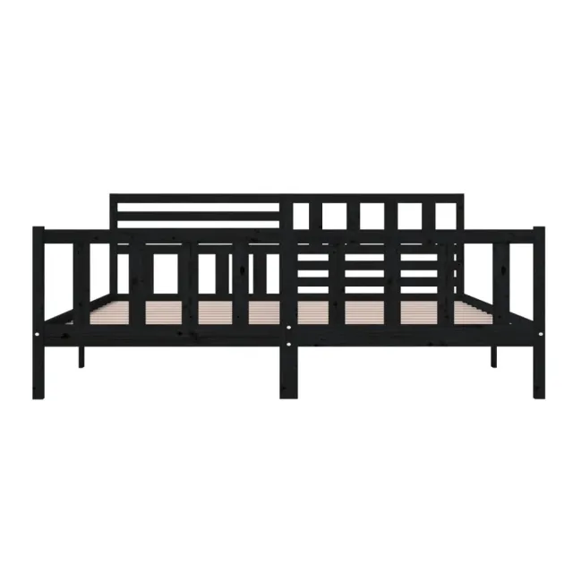 Cadre de lit sans matelas noir bois massif 200x200 cm
