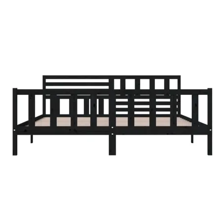 Cadre de lit sans matelas noir bois massif 200x200 cm