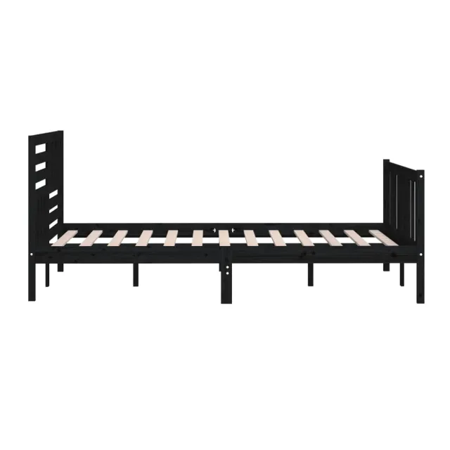 Cadre de lit sans matelas noir bois massif 200x200 cm
