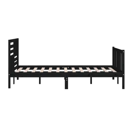 Cadre de lit sans matelas noir bois massif 200x200 cm