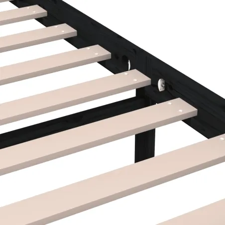 Cadre de lit sans matelas noir bois massif 200x200 cm