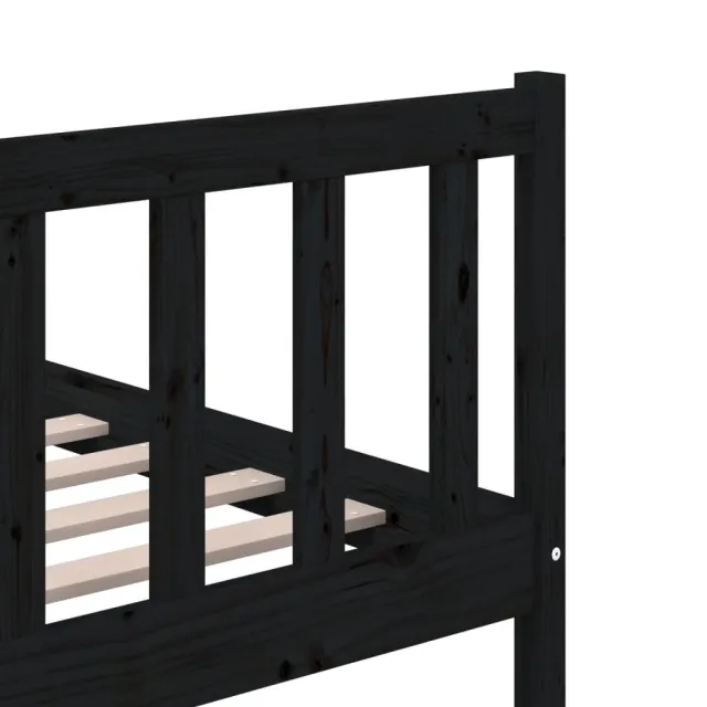 Cadre de lit sans matelas noir bois massif 200x200 cm