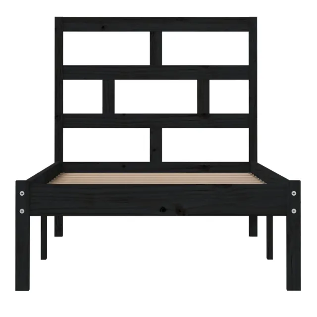 Cadre de lit sans matelas noir bois massif