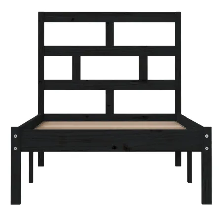 Cadre de lit sans matelas noir bois massif