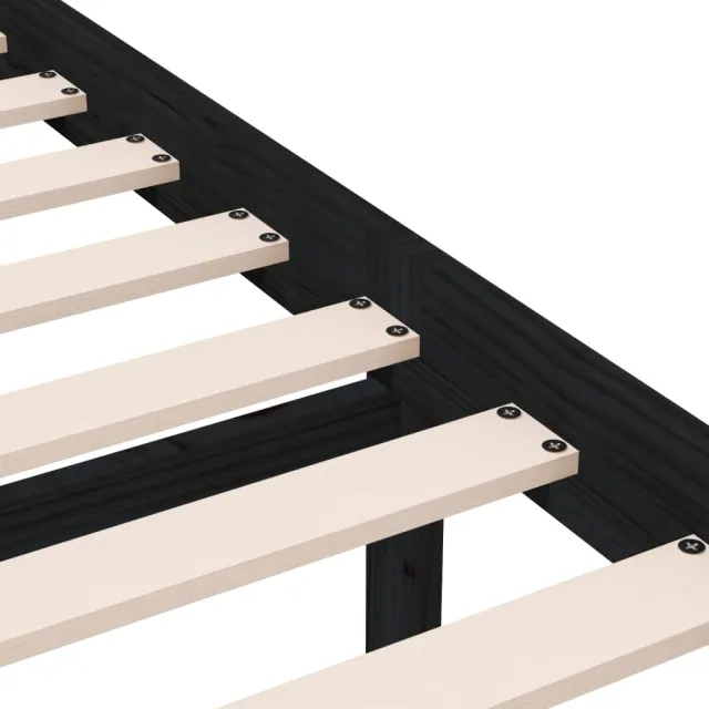 Cadre de lit sans matelas noir bois massif