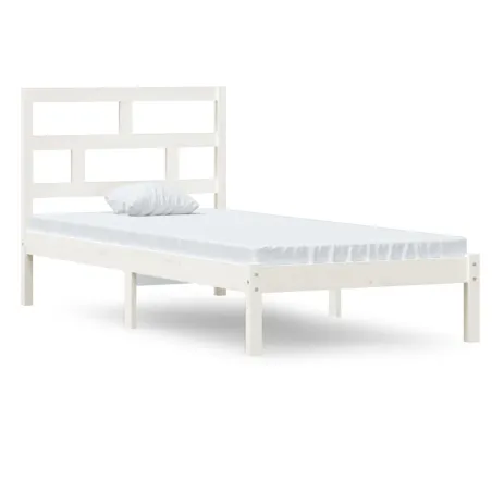 Cadre de lit sans matelas blanc bois massif